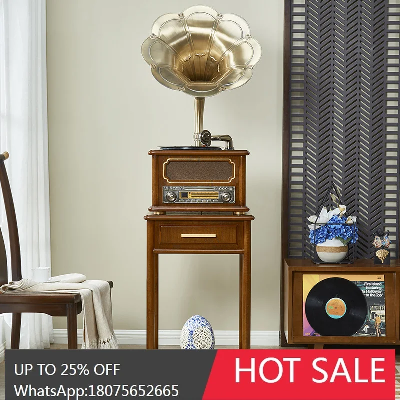 

MJY Retro New Chinese Style European Style Solid Wood Bluetooth Turntable Vinyl Record Player