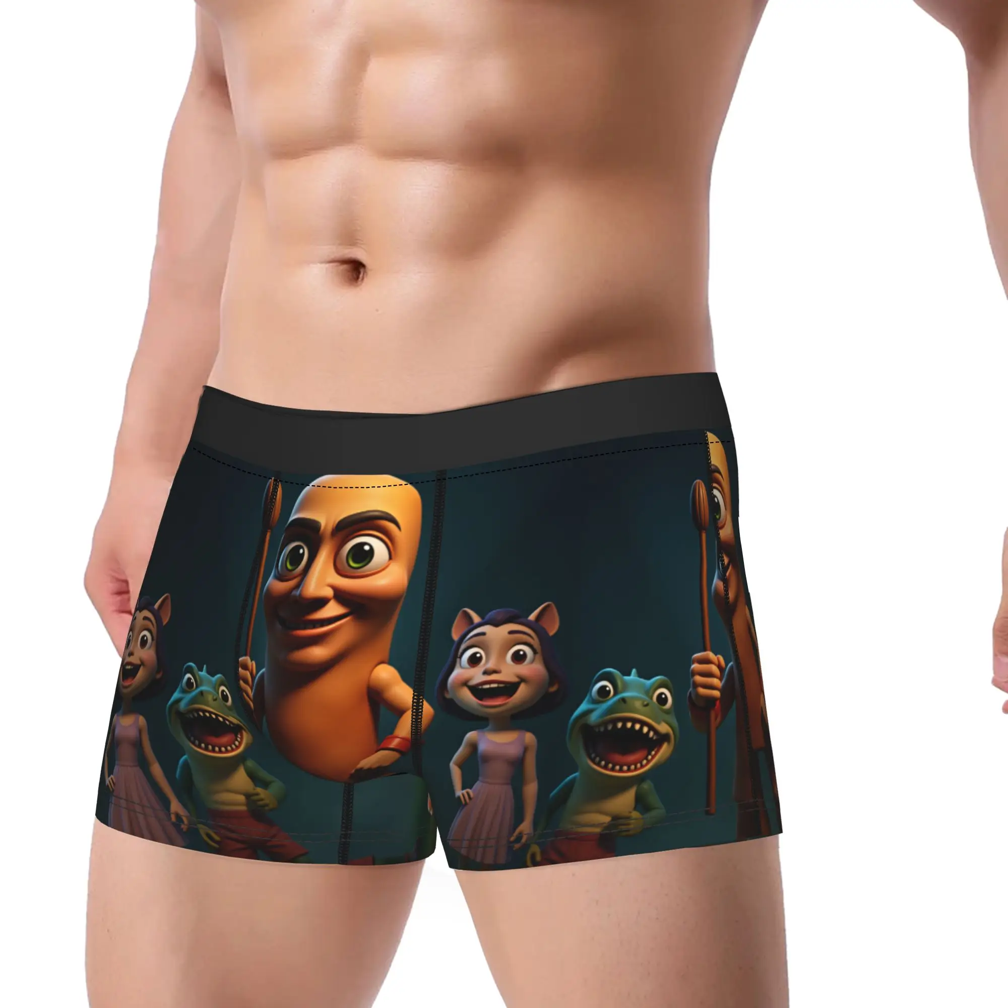 Tung Tung Sahur With Friends Cartoon Trunk Pouch Underwear High Quality Print Shorts Briefs Comfortable Men Underpants Plus Size