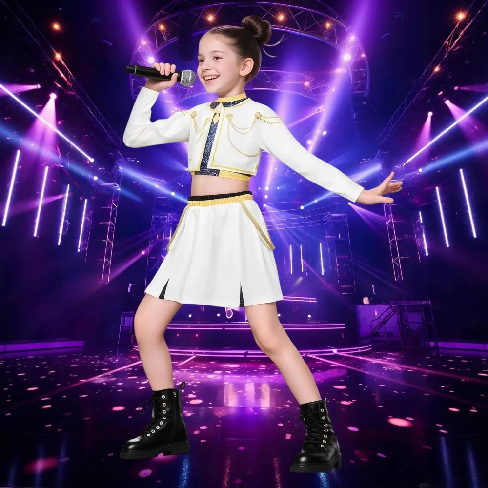 키즈 케이팝 루미 조이 미라 코스프레 헌트릭스 의상 3D 프린트 악마 사냥꾼 미라 무대 의상 어린이 할로윈 파티 의상 세트