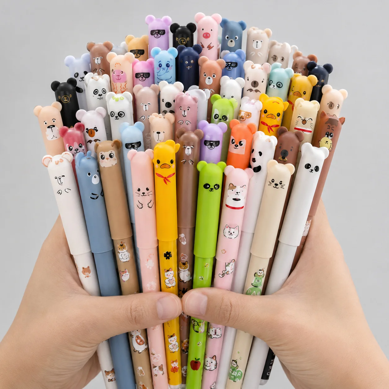 20pcs Animal Print Erasable Gel Pen, Animal Pattern Easy-Erase Colored, Suitable for Writing, Creative Stationery, Writing Tools