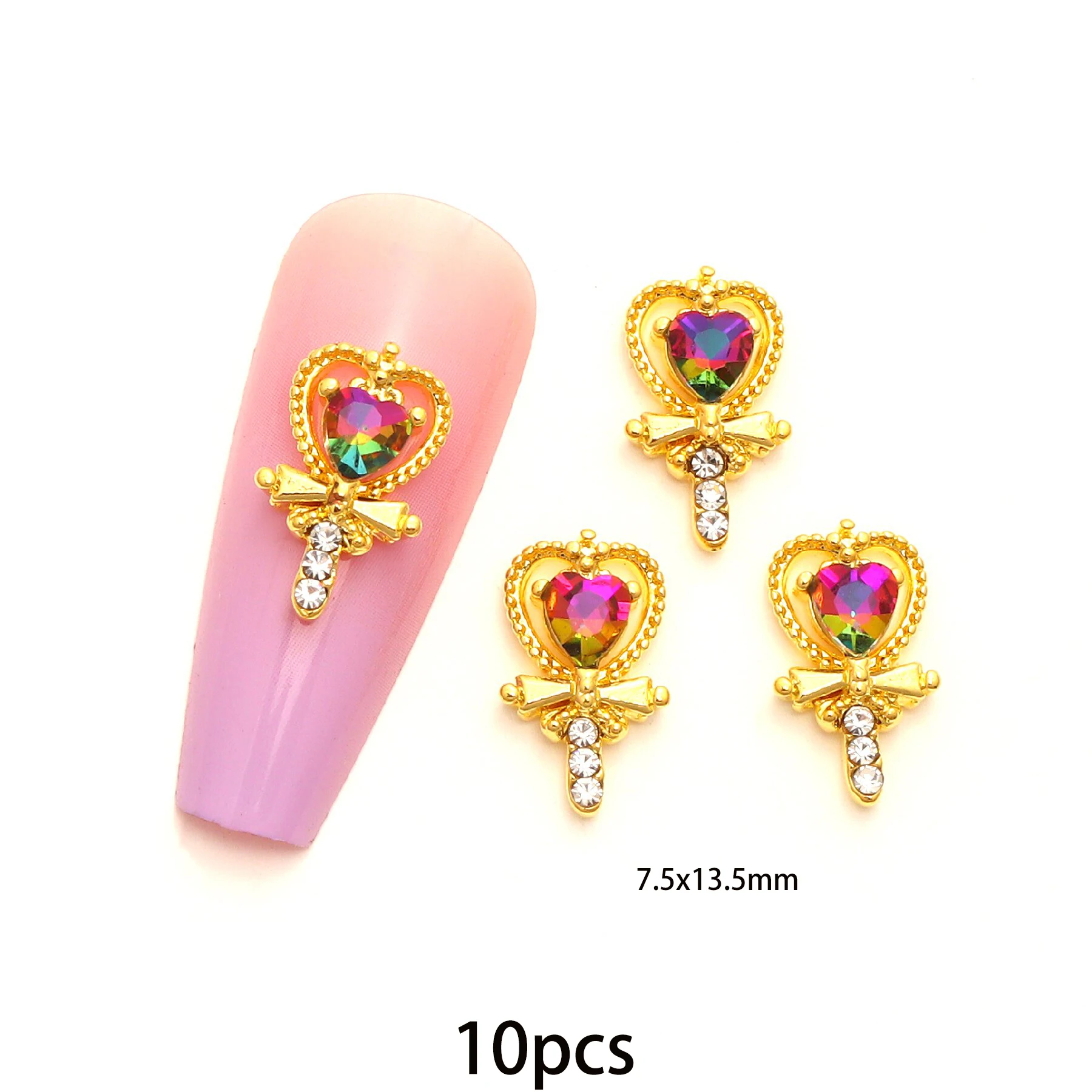 10 Pcs/pack 3D Fairy Stick Magic Stick Nail Charm Beauty Girl Nail Art Jewelry Rhinestone Crystal Glitter Nails accessories