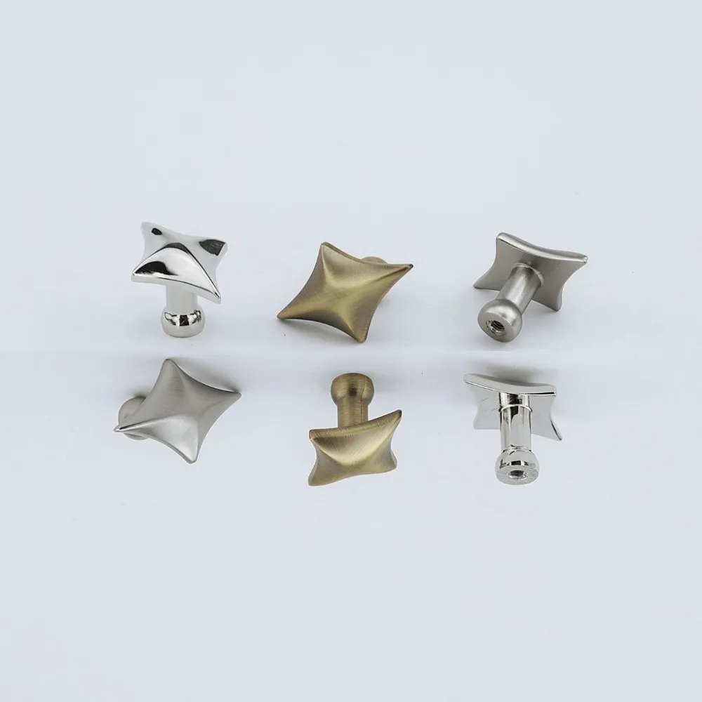 Four Point Star Cabinet Knobs Zinc Alloy Geometric Furniture Handles Star-Shaped Compact Drawer Pulls