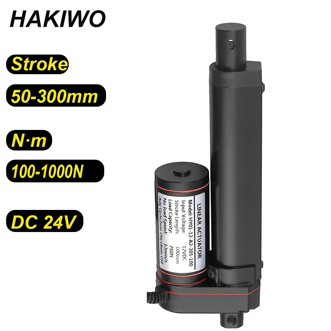 

HAKIWO Customizable 24V Linear Actuator 50mm 100mm 150mm 200mm 250mm 300mm Stroke 1000N Linear Drive Electric Motor 90mm/s Speed