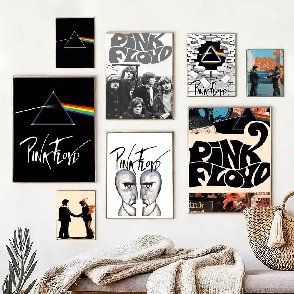 Rock Band Pink Floyd Artistic  Poster Waterproof Wall Art Sticker For Bar Living Room Vintage Decor High Quality Print Gift
