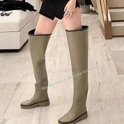 Thick Sole Rubber Boots Over The Knee Solid Slip On Women Sexy New Style Shoes Spring Autumn Designer Party Casual Fashion Boots