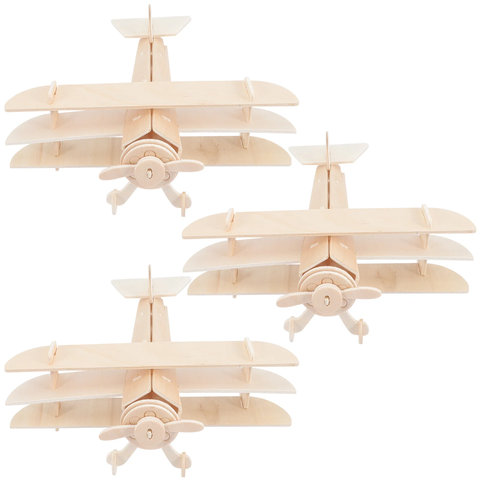 

3 Pcs Model Airplanes Kits to Build Paint Kid Puzzles Kids Educational Toy Wooden Assemble 3d Birthday Present Assembly