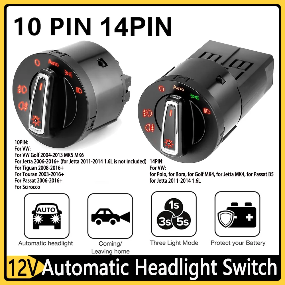 

Light Sensor Module Practical Car Head Lamp Control Switch Sensor Module Auto Accessories for VW Golf 2004-2013 MK5 MK6
