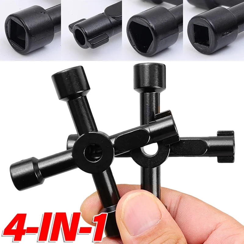 4 In 1 Cross Switch Wrench Multifunction Electrician Plumber Universal Square Triangle Key For Electrical Cupboard Utility Tools