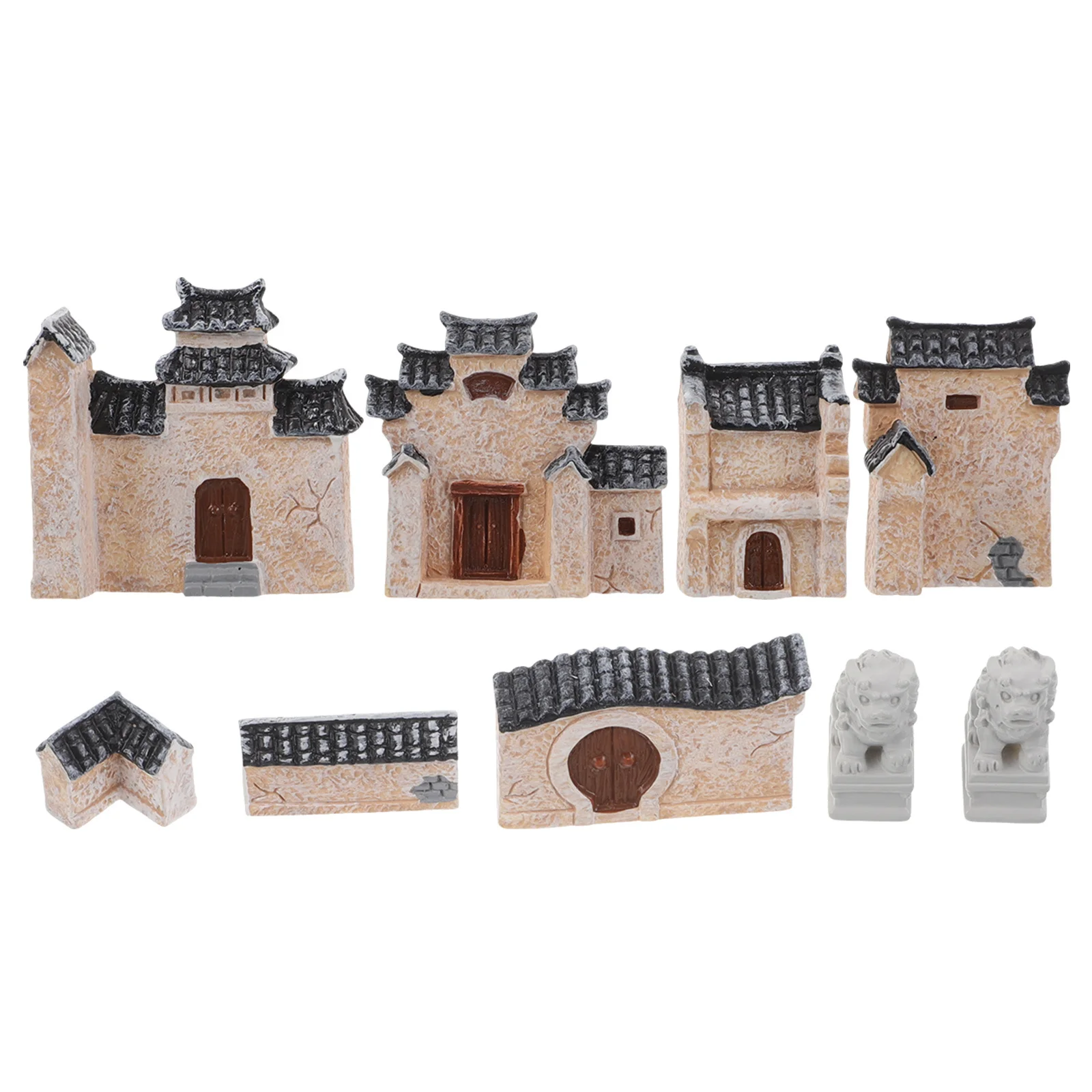 

10Pcs Miniature Chinese House Decor Traditional Stone Lion Details Zen Garden Micro Landscape Ornaments Desk Bonsai Terrarium