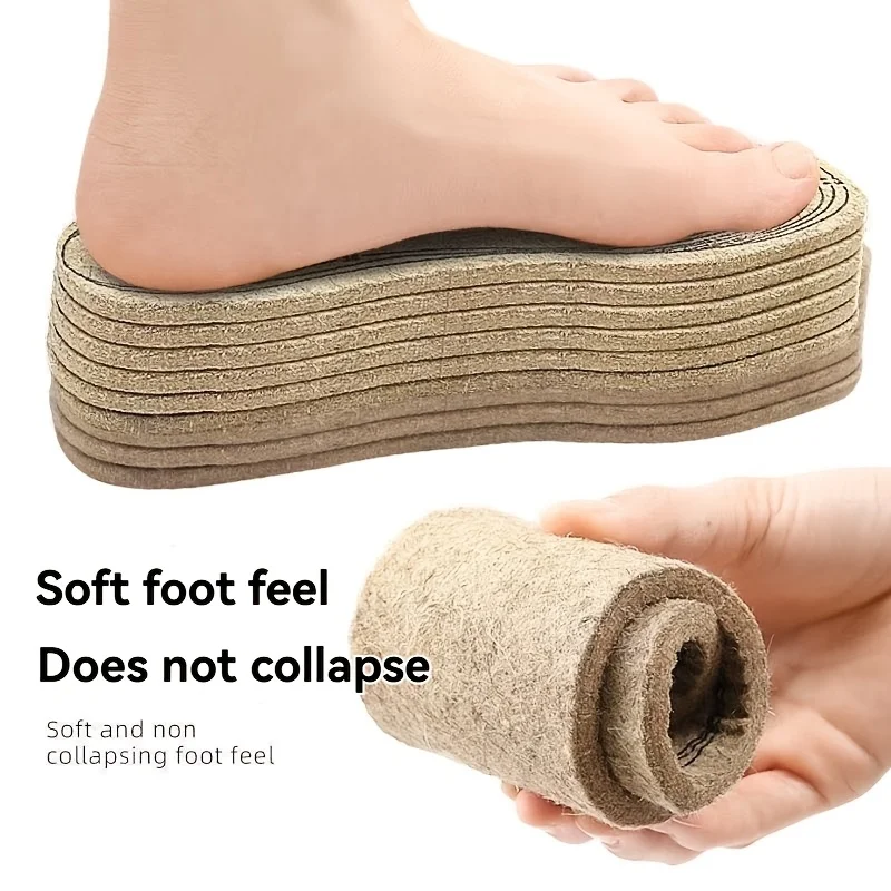 1Pair Winter Warm Felt Insoles, Sweat-Absorbent Breathable Thick Shock-Absorbing, Free Cut Cold-Proof Shoe Inserts