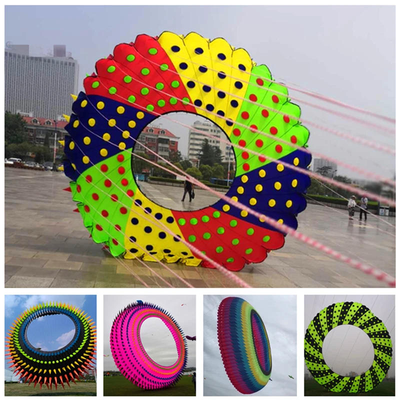 

free shipping 10m kite ring flying windsocks kites factory kite accessories octopus kite parachute dragon kevlar line