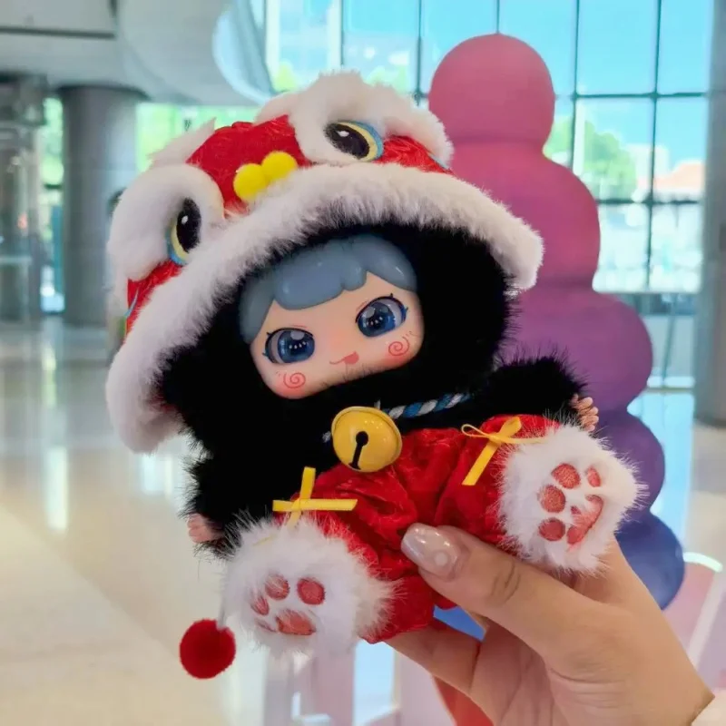 

Подлинная в наличии Baby Three Pufufu Lucky Bell Series, виниловая слепая коробка, модный игровой брелок, подвесной кулон, кукла, случайные глаза, подарок