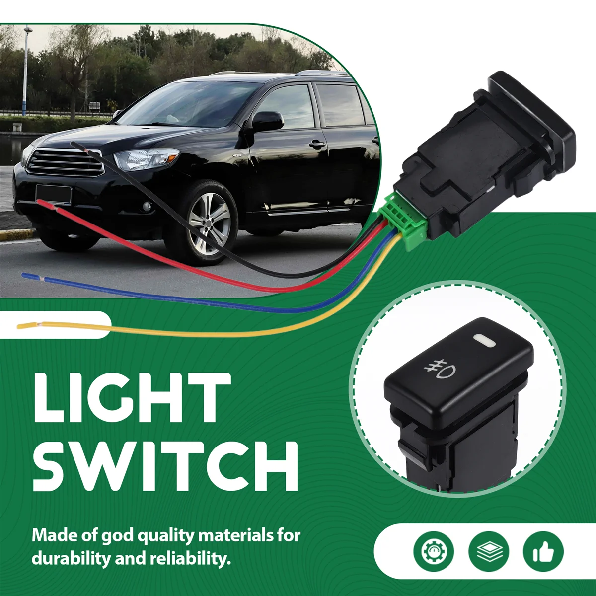 AT77 Auto Retrofit Switch Waterproof Toggle Switch Fog Lamp Switch With 4 Line For Toyota Lexus White Light