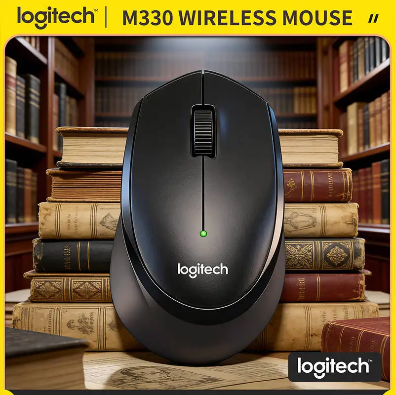 

Logitech M330 Ergonomic Silent Mouse Wireless 2.4G USB Nano Receiver Optical Tracking 10m Range Sturdy for Office PC Mac Laptop