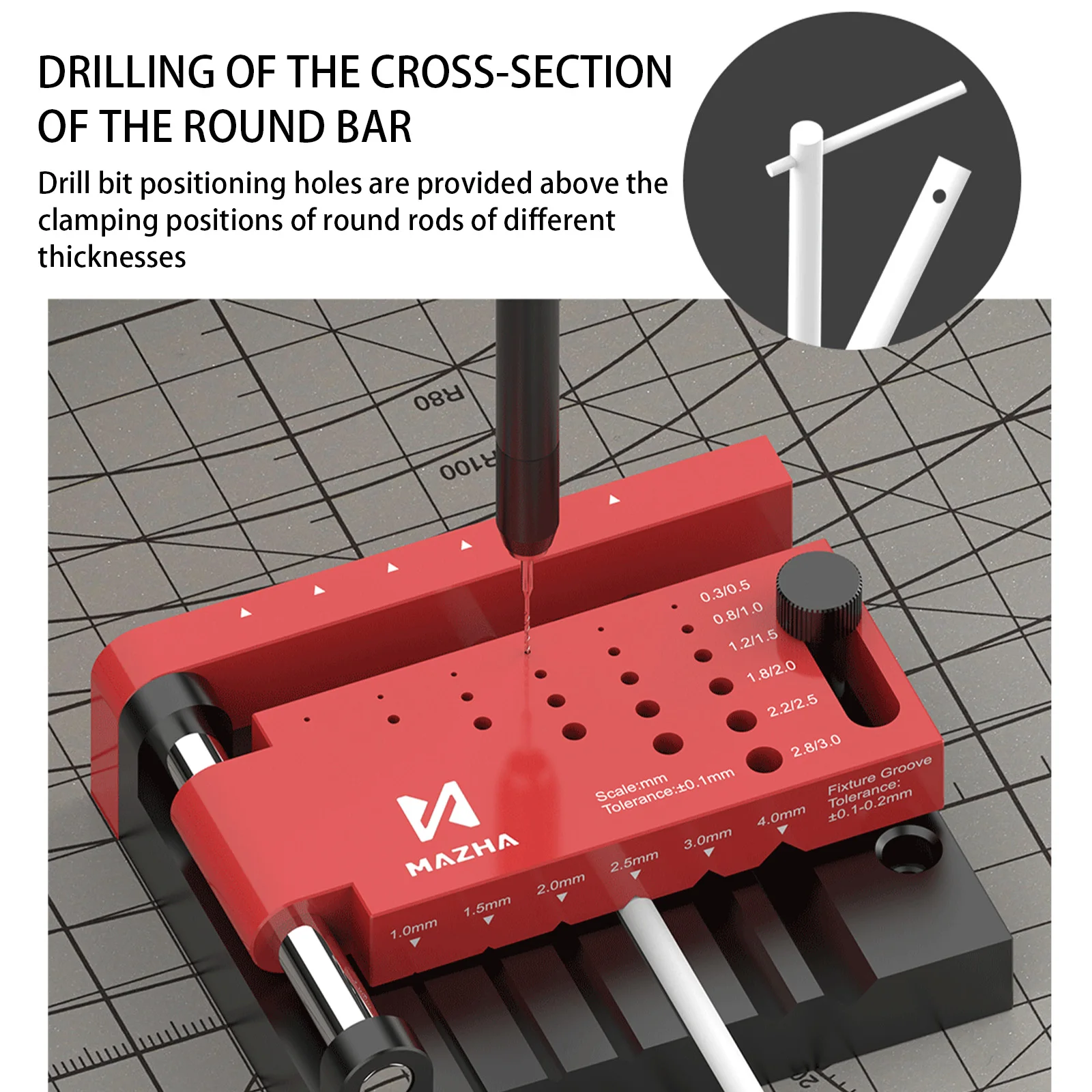 Posizionatore di punzonatura ad asta tonda per modellatore, centro hobby, foratura artigianale fai da te