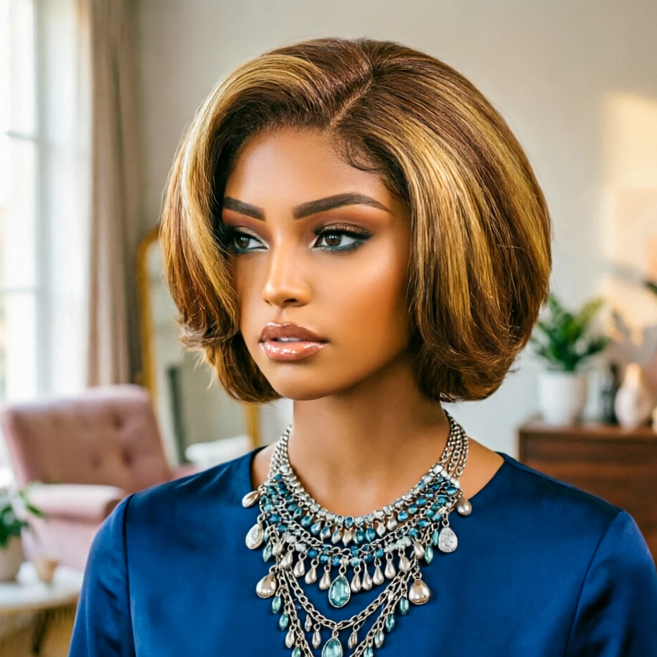 p427-mix-colored-highlight-short-bob-straight-wig-human-hair-13x4-transparent-lace-frontal-wigs-pre-plucked-for-women-daily-par
