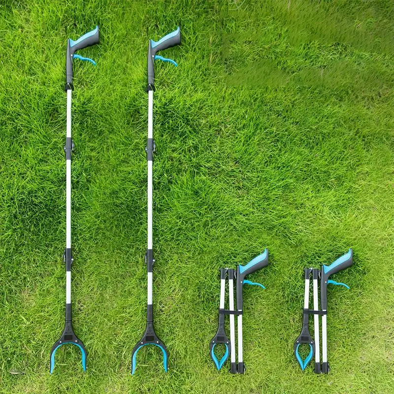~Foldable Litter Picker Grabber Tool Lightweight Wide Claw Trash Reacher Collapsible Garbage Pickup Stick For Garden Bathroom