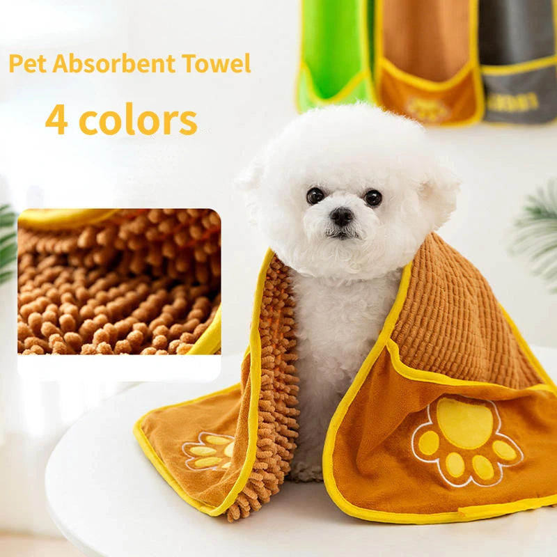 Soft Dog Bath Robe Towel Quick Dry Pet Towel Fiber Absorbent Cat Bath Towel Convenient Pet Cleaning Washcloth Dog Accessories