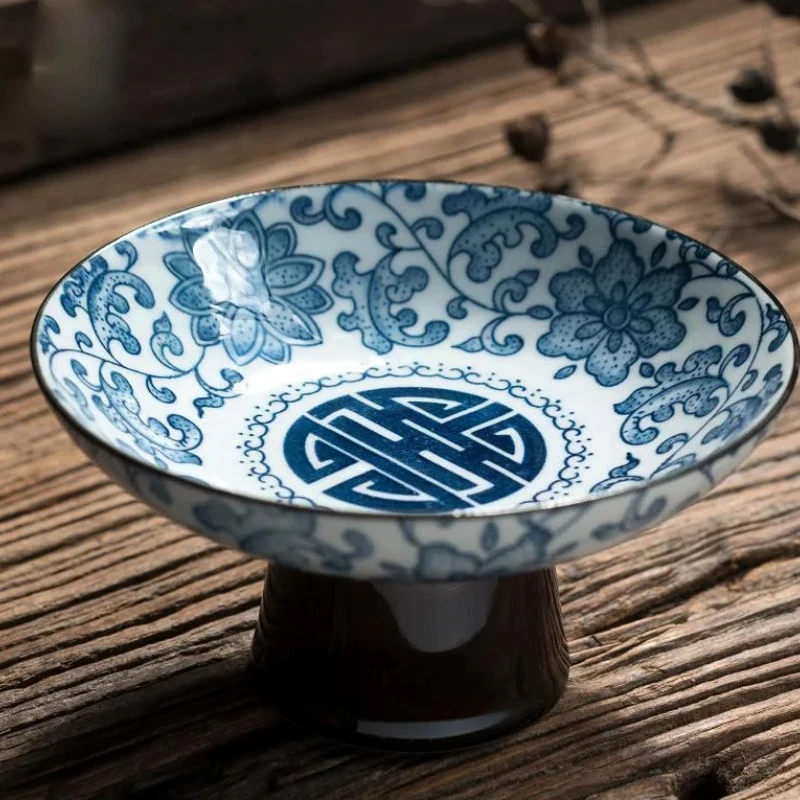 Ceramic Round Decorative Plate Fruit Tray Dessert Snacks Plate Refreshment Tray Cake Stand Food Dishes Tableware