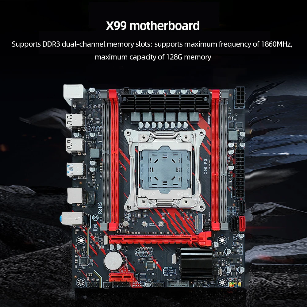 Computer Motherboard 1866MHz Motherboard Set DDR3 ECC Desktop Server Motherboard E5 2666 V3 LAG2011-V3 M.2 Port NVME/SATA ATX