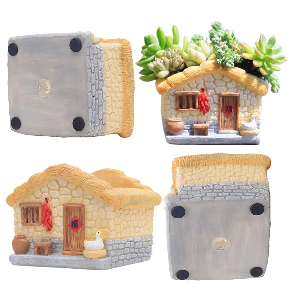 

Фермерский дом, сочный горшок в форме дома, горшок для бонсай, декоративный цветочный горшок, смоляный садовый горшок для растений для трав, кактуса, суккулента