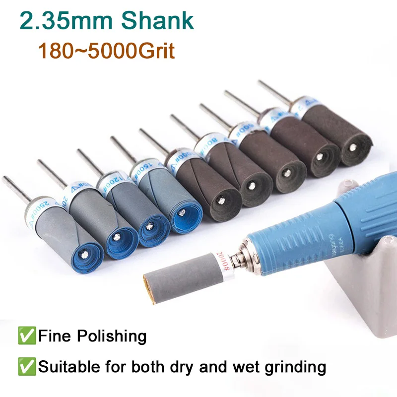 5Pcs 180-5000 Grit Sand Paper Bar 2.35/3mm Shank Cylinder Sandpaper Rod Grinding Head for Jewelry Making Rotary Tools