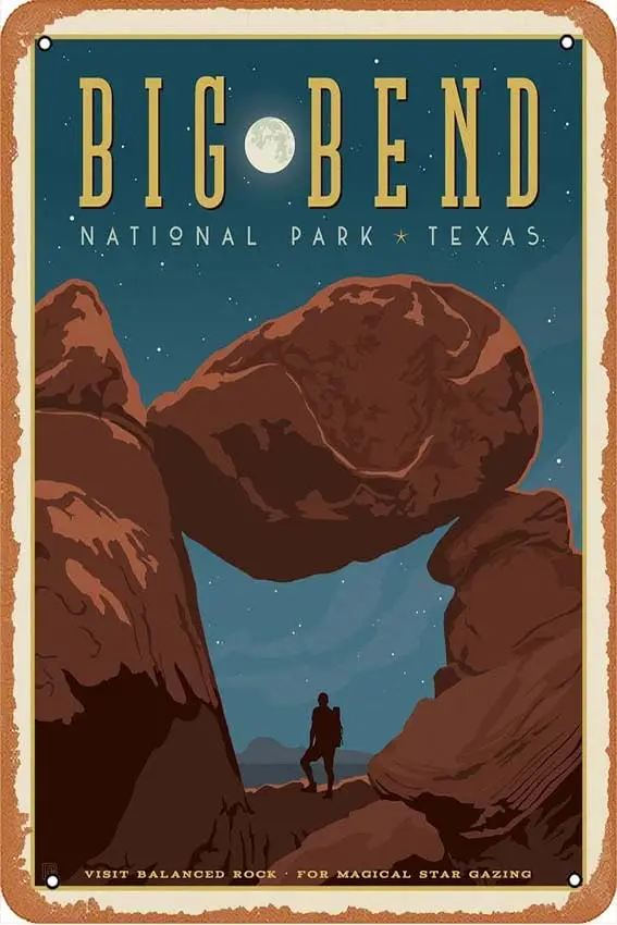 Visit Balanced Rock, For Magical Star Gazing, Big Bend National Park . Texas GP2810 Vintage Tin Signs Wall Decor Metal Signs Met