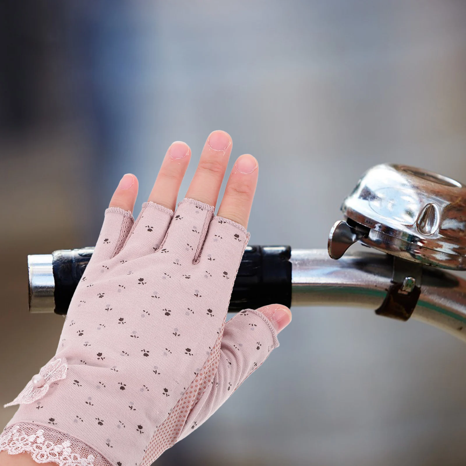 

Sunscreen Nail Gloves Fingerless for Women Driving Elasticity Cotton Ladies Miss Breathable Half