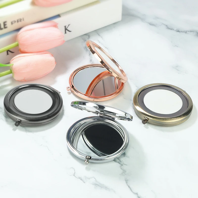 10kits 57.1mm Metal Blank Mirror Compact Double Side Pocket Mirror Portable Makeup Mirror For Girls Beauty Tool (Mirror+Epoxy)
