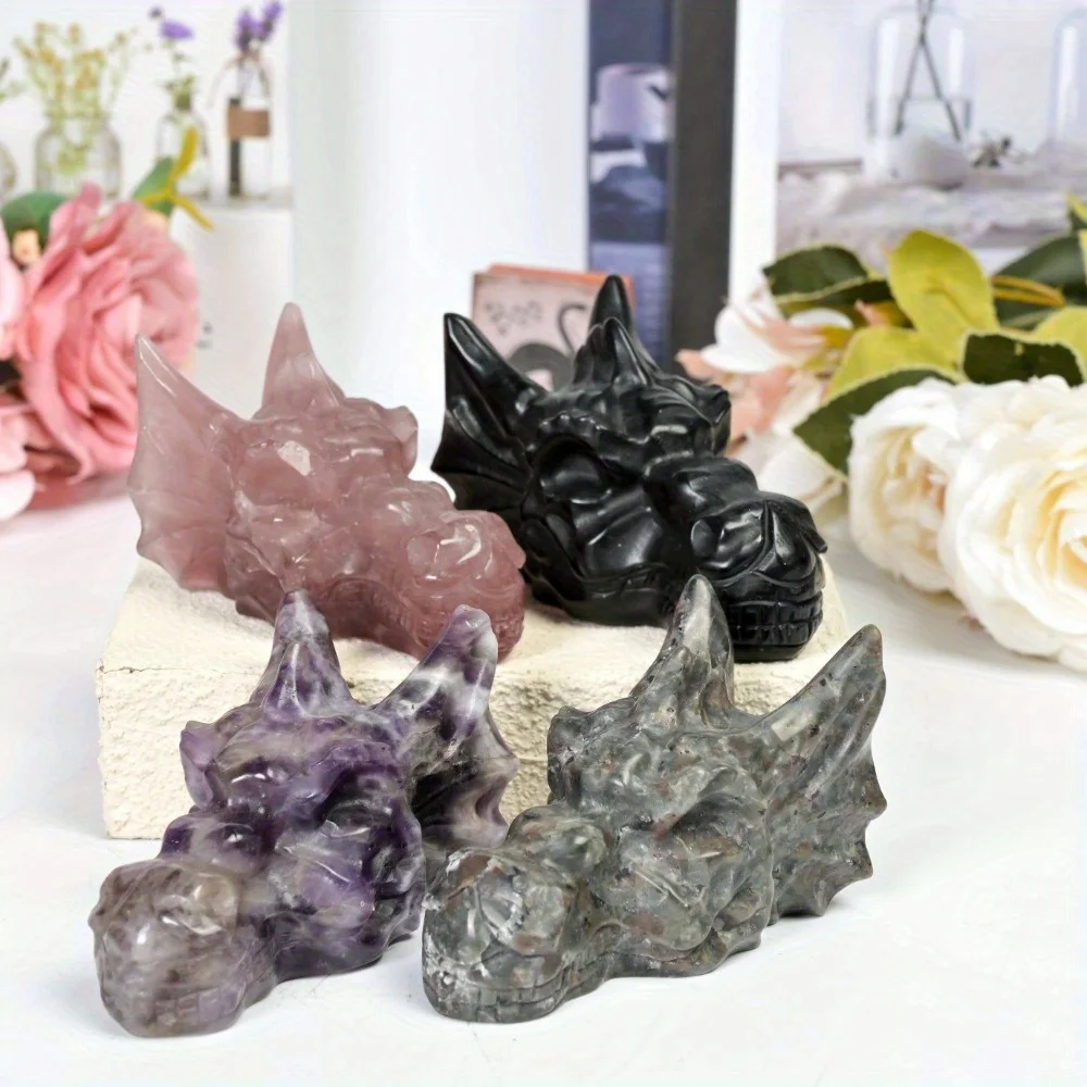 

Crystal dragon head carving ornaments, home decoration, desktop ornaments, gifts for holidays and special occasions