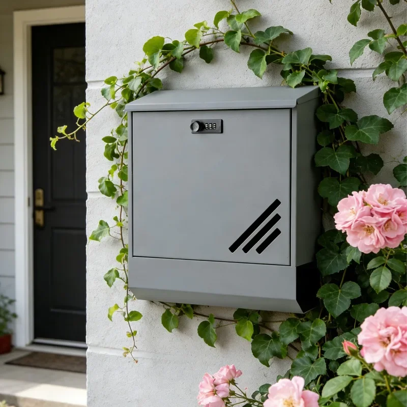 Wall Mounted Waterproof Mailbox Outdoor Rainproof Letter Box, Large Capacity Villa Post Box with Custom Silk Screen Logo