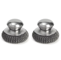 1/2pcs Kitchen Stainless Steel Pot Brush with Handles Dishwashing Wire Ball Heavy Duty Metal Scrubber Home Pot Pan Cleaning Tool