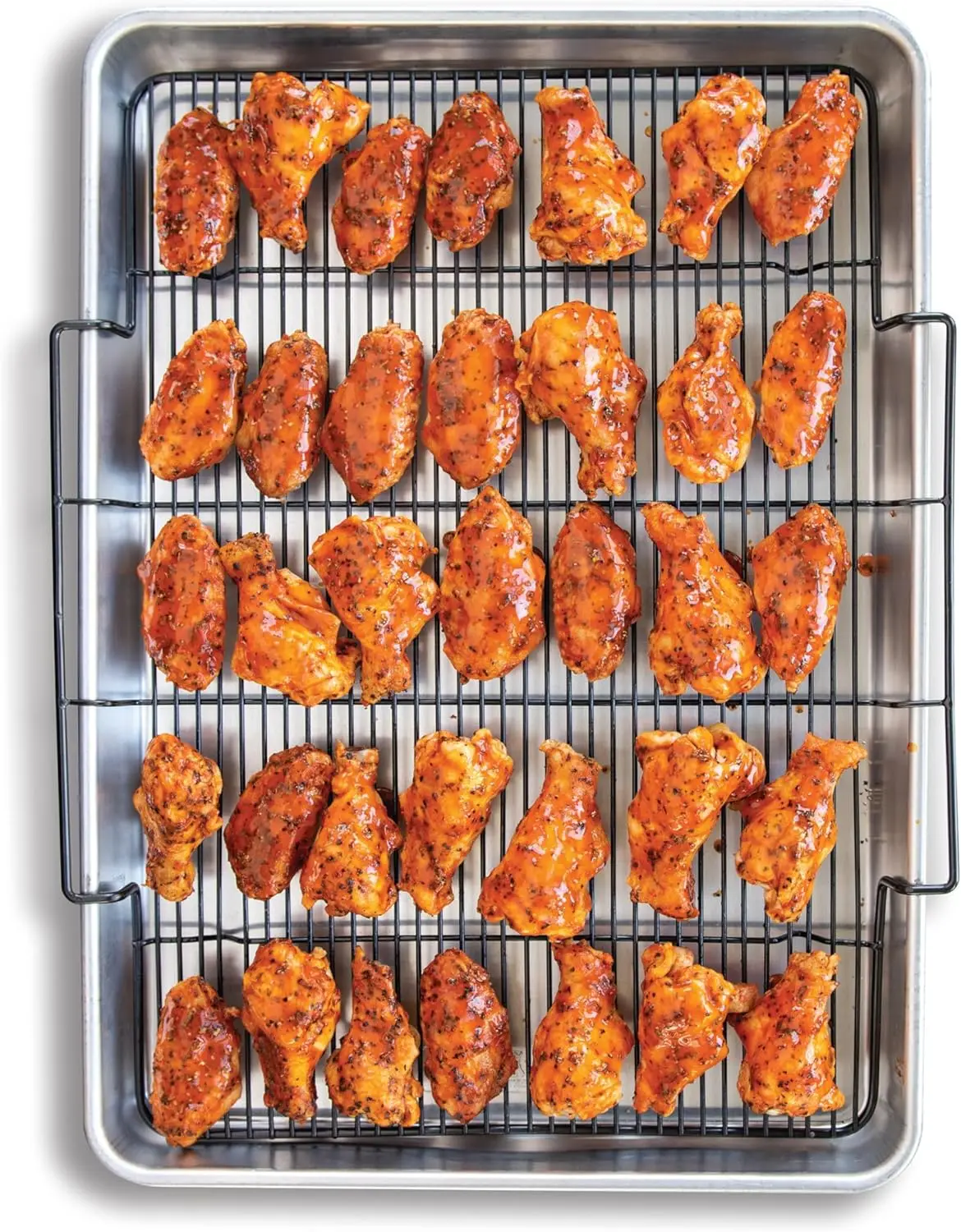 

Extra Large Oven Crisping Baking Tray with Rack, Silver - Perfect for Roasting and Baking