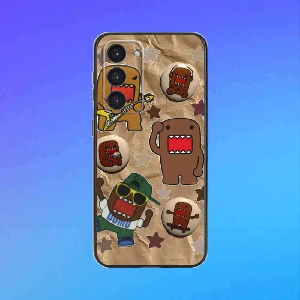 Urocze etui na telefon z miękkiego materiału z motywem Domo-kun, czarne, do Samsung Galaxy A73, A72, A71, A53, A52