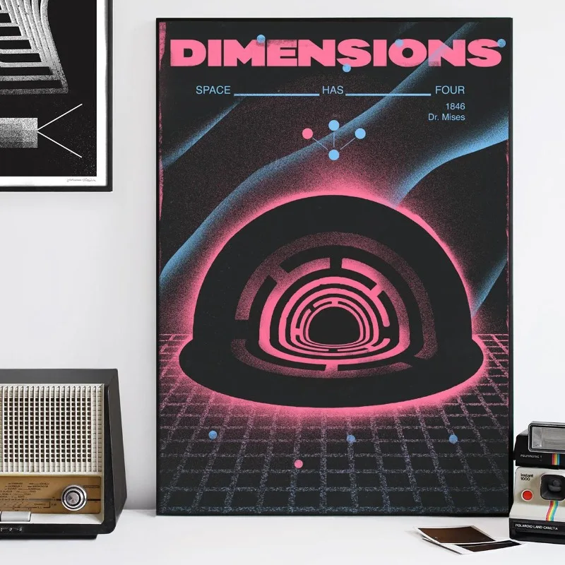 Abstract Futurism Wall Art Dark Colorful Character Geometry Canvas Print Trendy Retro Poster for Living Room Home Decor Gift