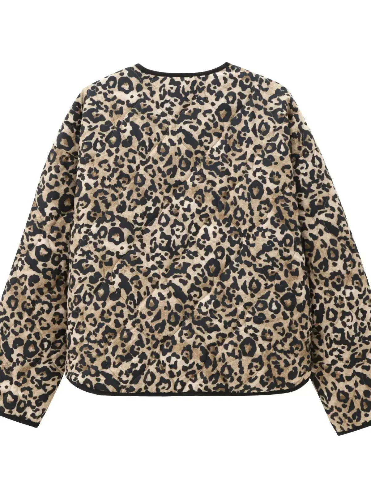 XNWMNZ 2024 Women\'s Fashion Autumn/Winter Animal Print Padded jacket Retro Round Neck Long Sleeve Front Snap-button Female Coat