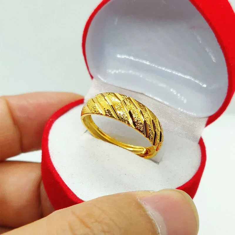 Cincin pembuka bintang kekasih tahan lama untuk pria dan wanita imitasi berlapis murni asli 18k emas kuning 999 perhiasan 24k Euro tidak pernah F