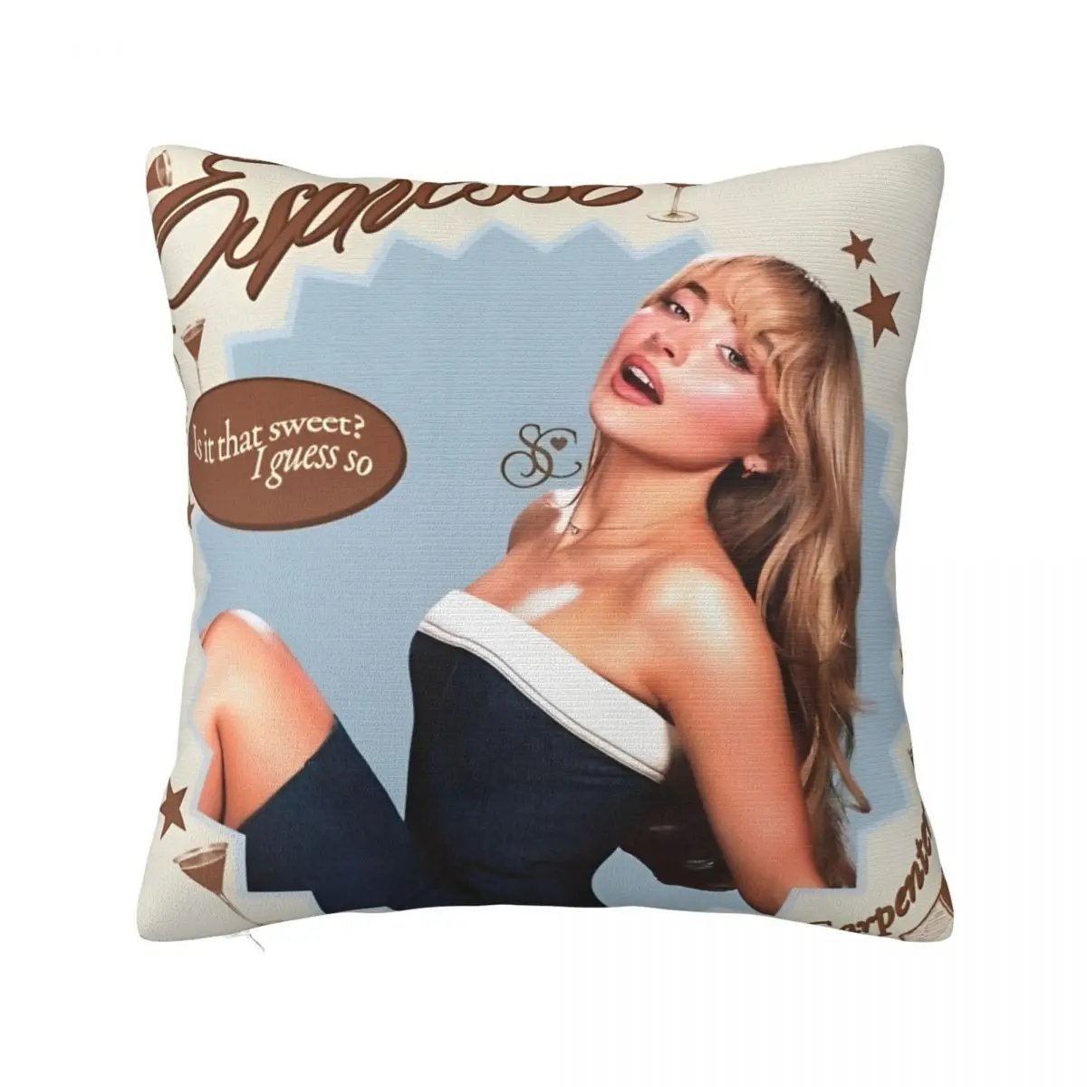 Sabrina Carpenter Espresso Pillowcase Printing Fabric Cushion Cover Decorations Throw Pillow Case Cover Home 45X45cm