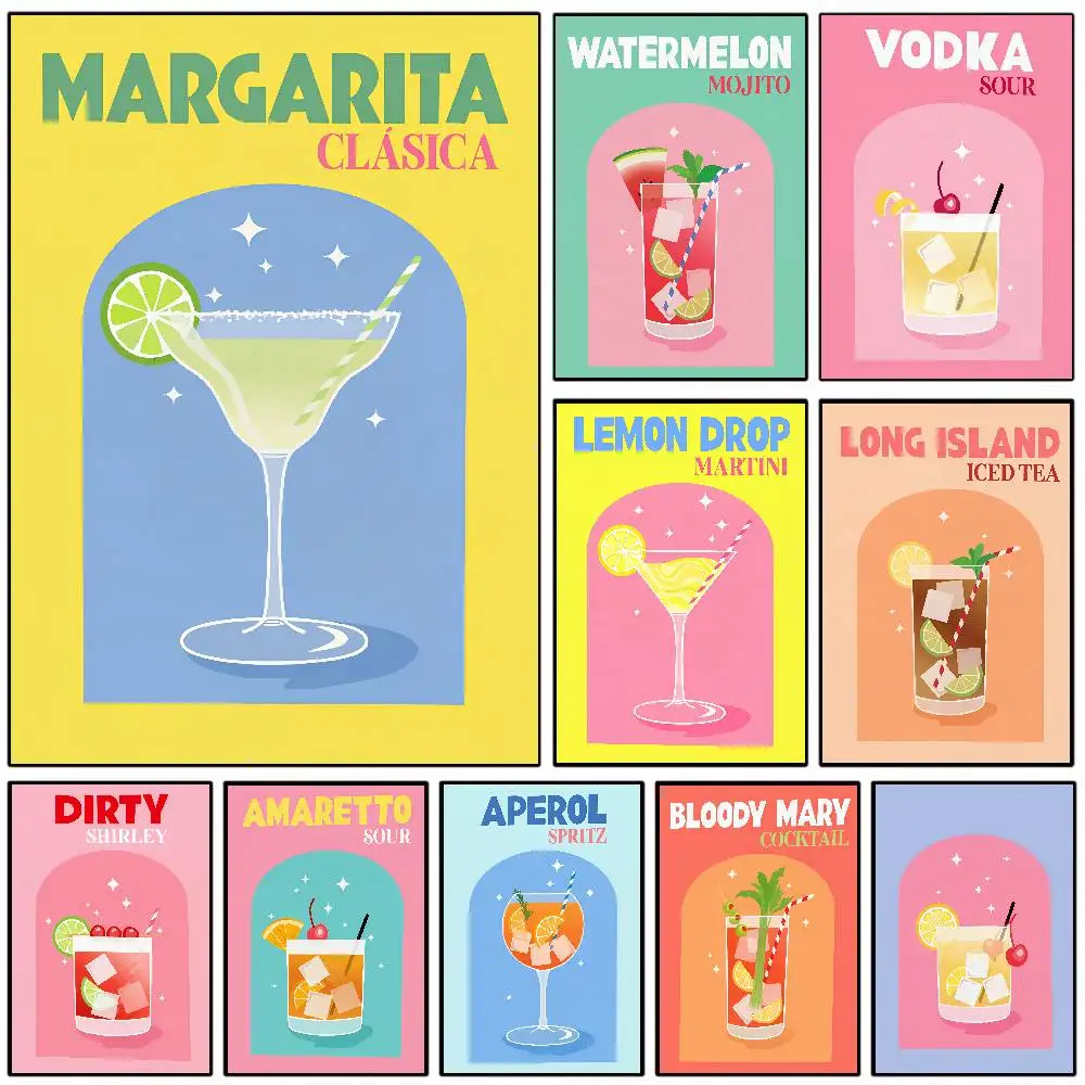 Multicoloured Wine Cocktail Beer Canvas Painting Posters And Prints Drinking Slogan Wall Art Pictures Room Decoration