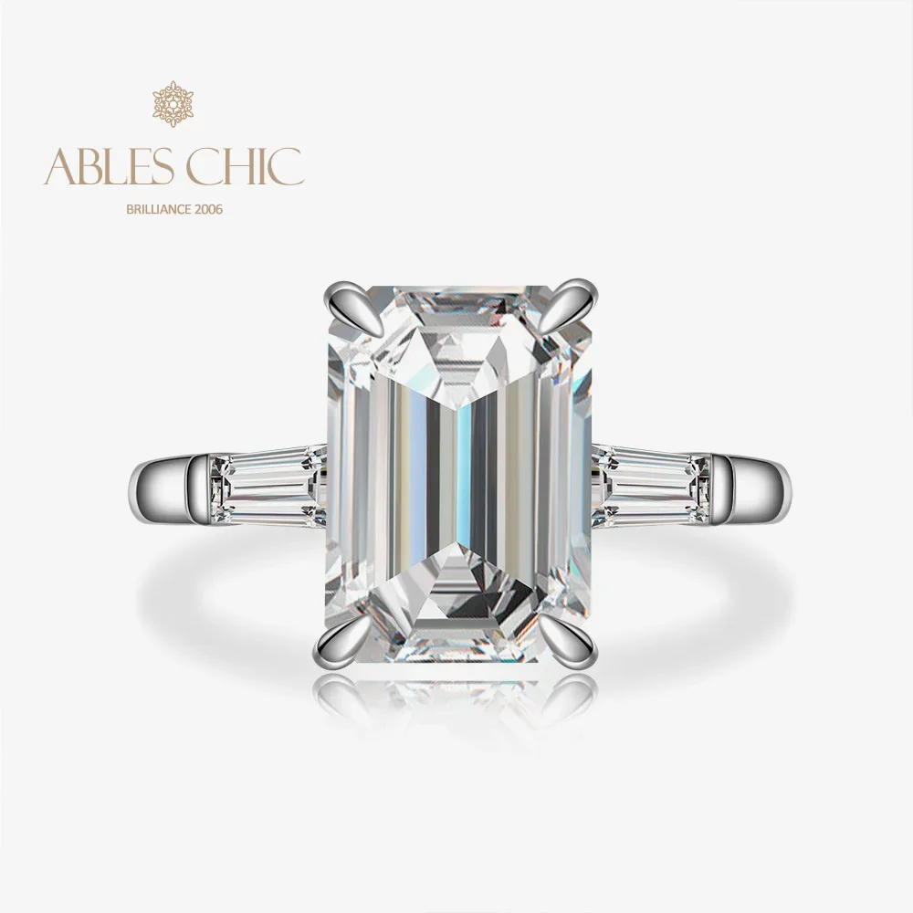 

Emerald Cut Sqaure Lab Diamond Solitaire Engagement Ring Solid Silver 5A Zircon For Her Brides Wedding Rings S2R1S2R0895