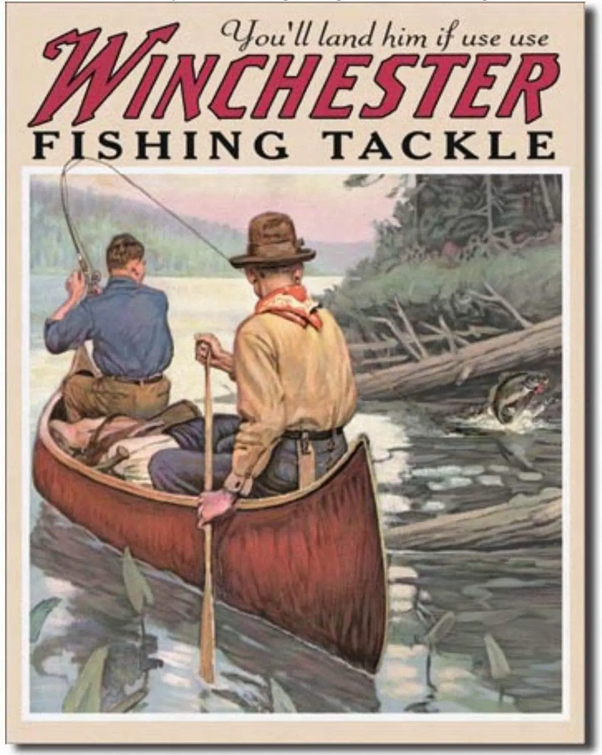 8X12 Vintage Retro Metal Tin Sign Winchester Fish And Tackle Hunting Fishing Home Wall Decor