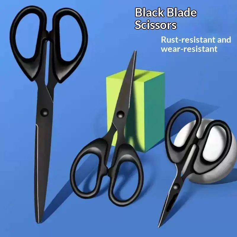 High Hardness Sharp Black Blade Scissors Anti‑rust Anti‑stick Durable Multipurpose Shears For Craft Sewing Paper Fabric Home Off