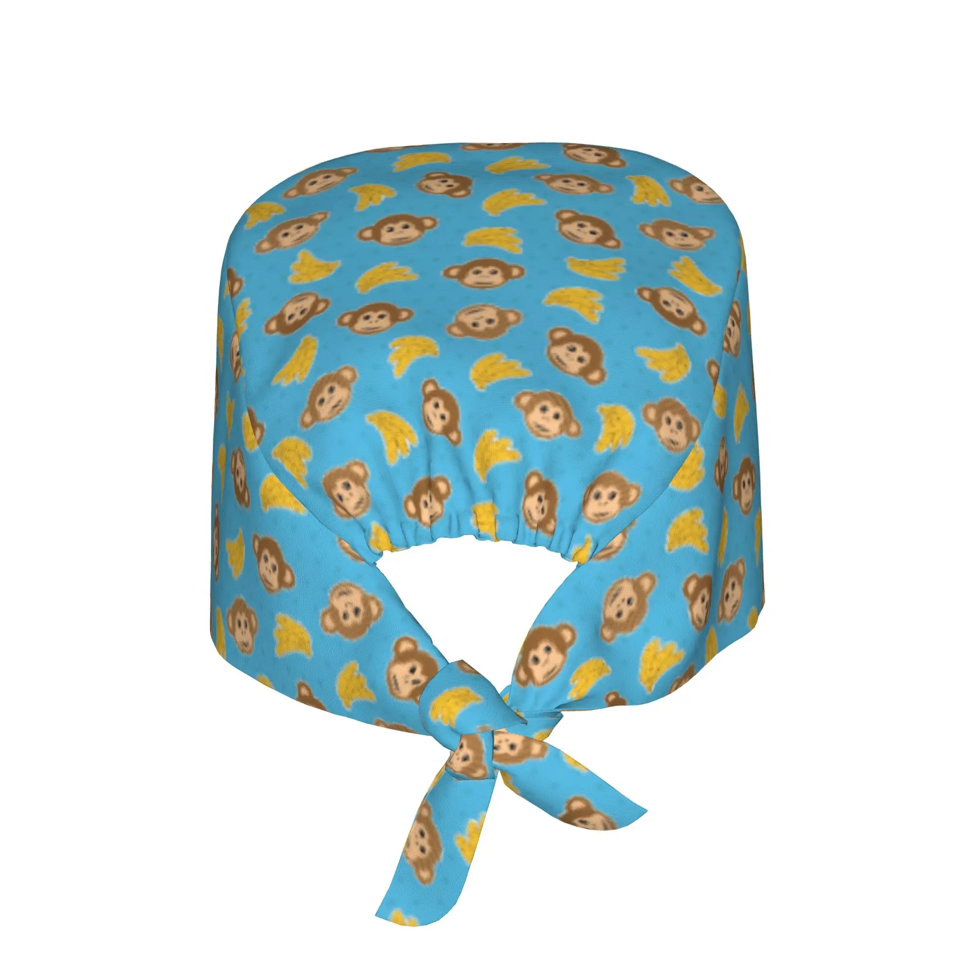 Colourful Monkey Printed Working Hat Women Men Lovely Seamless Banana Surgical Hat Scrub Nursing Doctor Surgeon Cap for Nurse