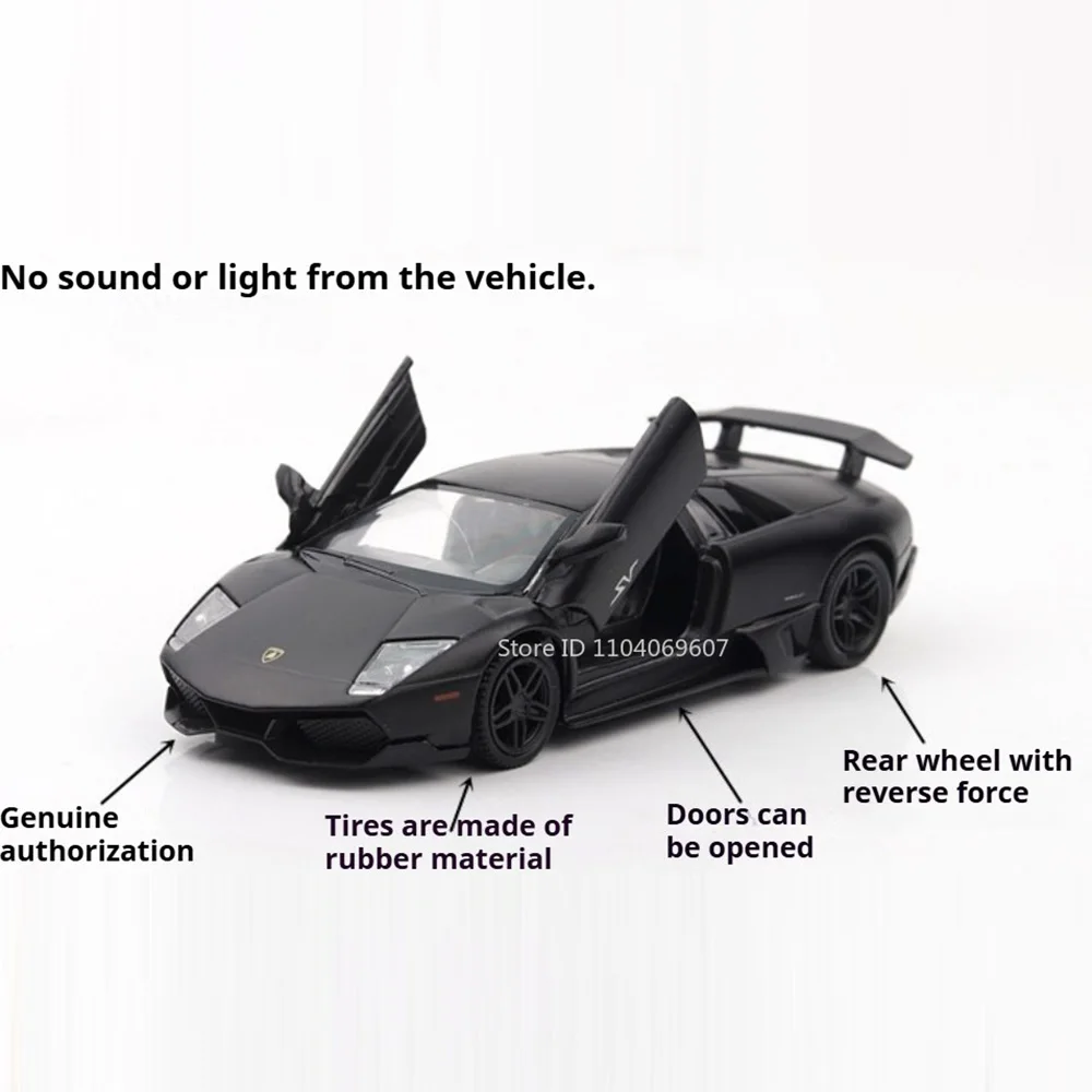 Modèle de voiture de sport Lamborghini Murcielago EVO 1:36, jouet en alliage moulé sous pression, portes ouvrables, simulation de recul, voitures de sport pour enfants, cadeaux