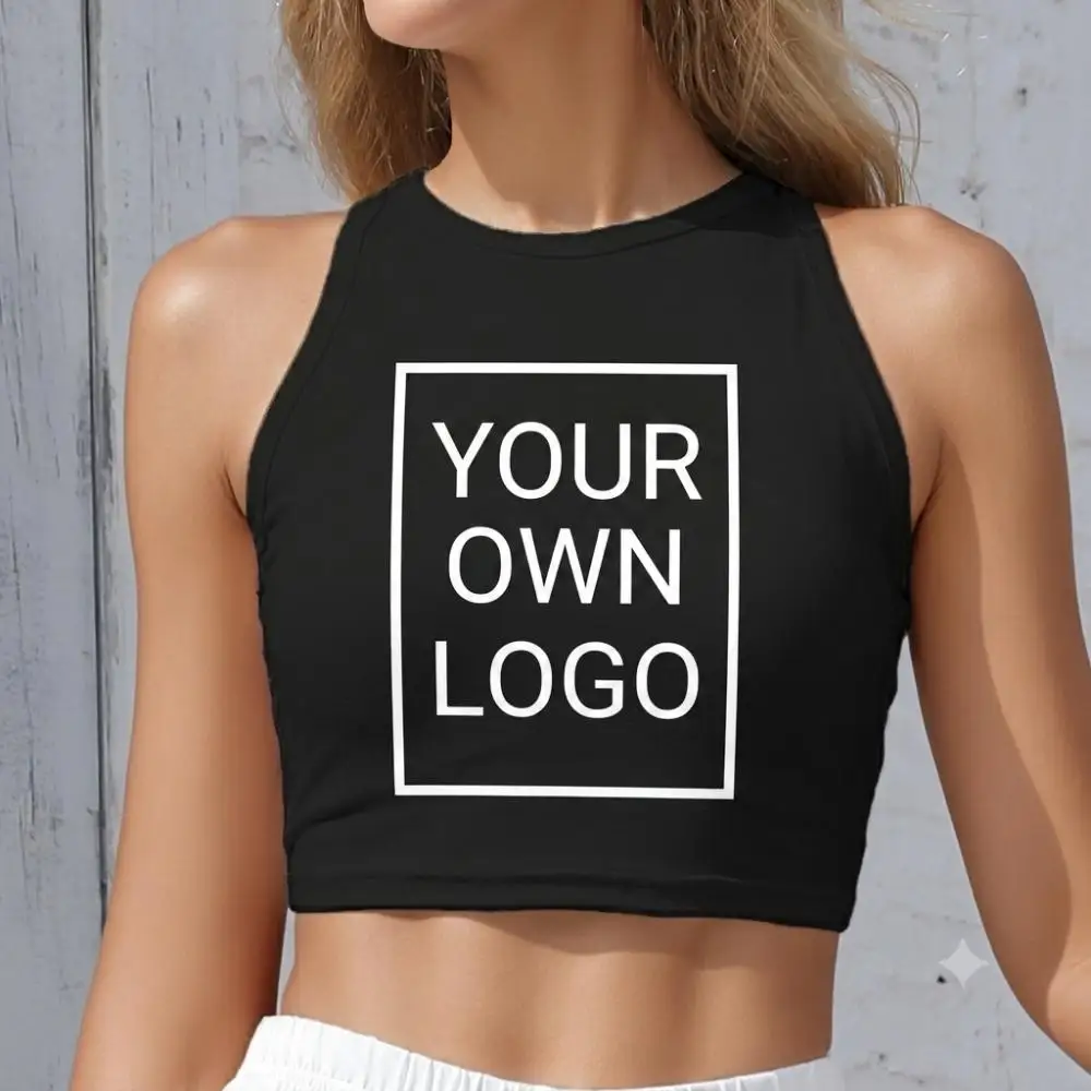 Nadanbao Individuell Anpassbares Logo oder Bild Damen Crop Top DIY Y2K Sexy Slim Kurzes T-Shirt Maßgeschneidertes Sommer Ärmelloses Oberteil – Detail 3