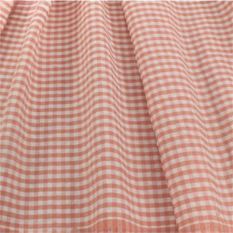 Dark pink color woven thin anti wrinkle bubble plaid fabric top shorts baby clothes dining table fabric curtain fabric