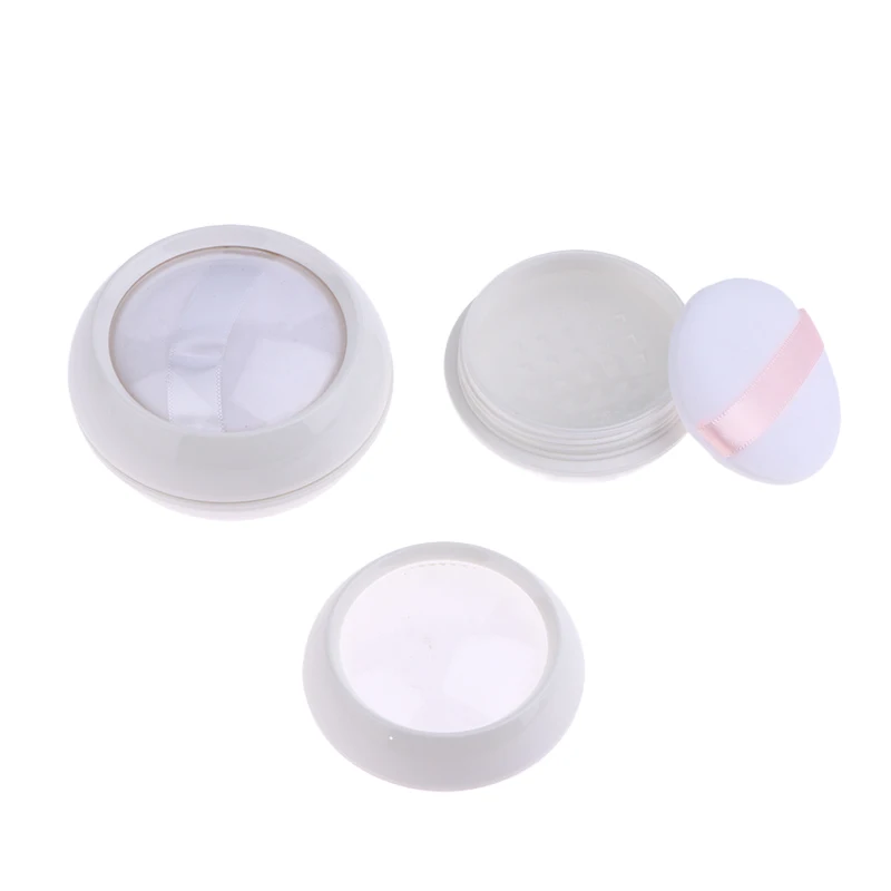 루스 파우더 박스 용기 컴팩트 빈 케이스 흰색 휴대용 여행용 보관함, DIY 메이크업 파우더용 체 포함