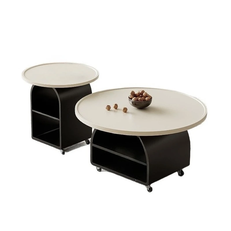 Cream wind coffee table 2026 new living room home tea table light luxury high sense removable round table