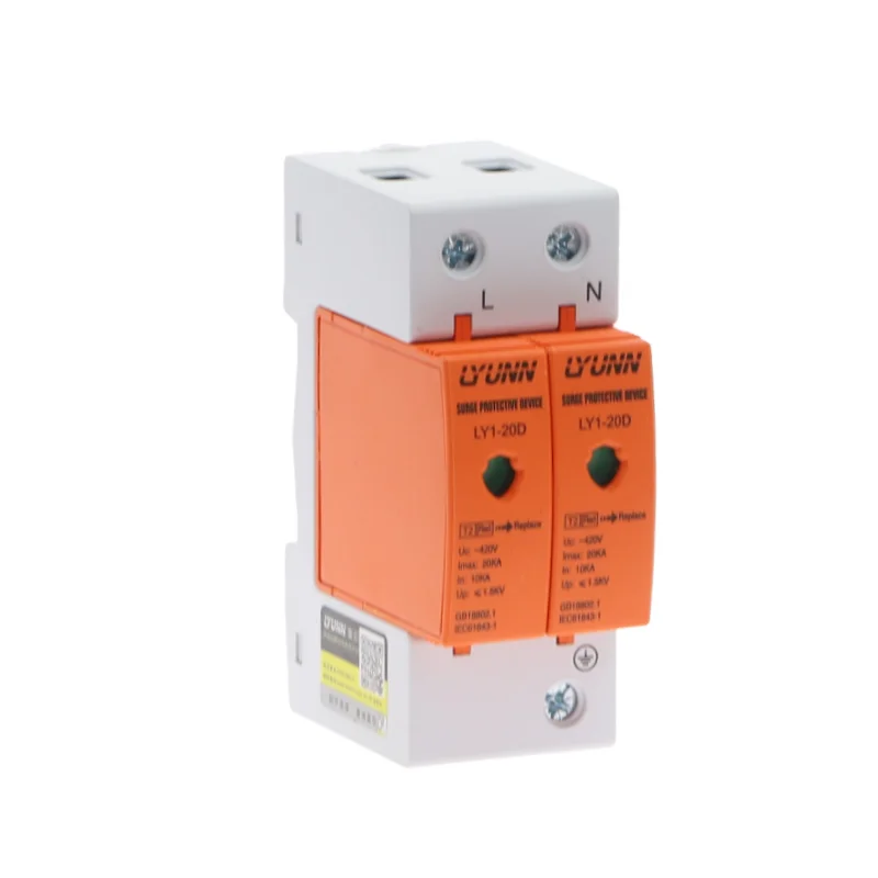 AC SPD 2 Poles 10KA~20KA 420V House Surge Protector Protection Protective Low-voltage Arrester Device