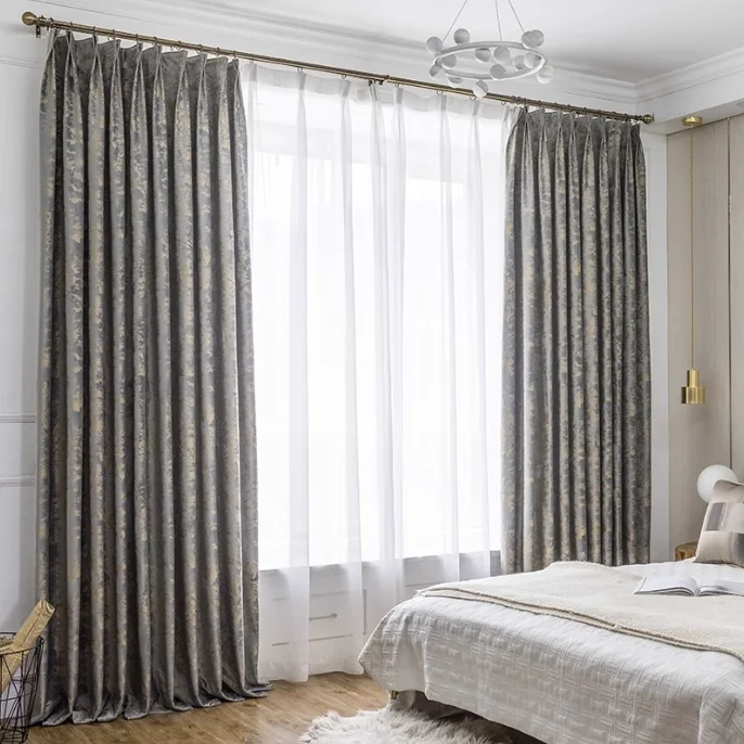 Light Luxury, Simple, High-end Velvet Bronzing Blackout Curtains, Living Room and Bedroom Curtains